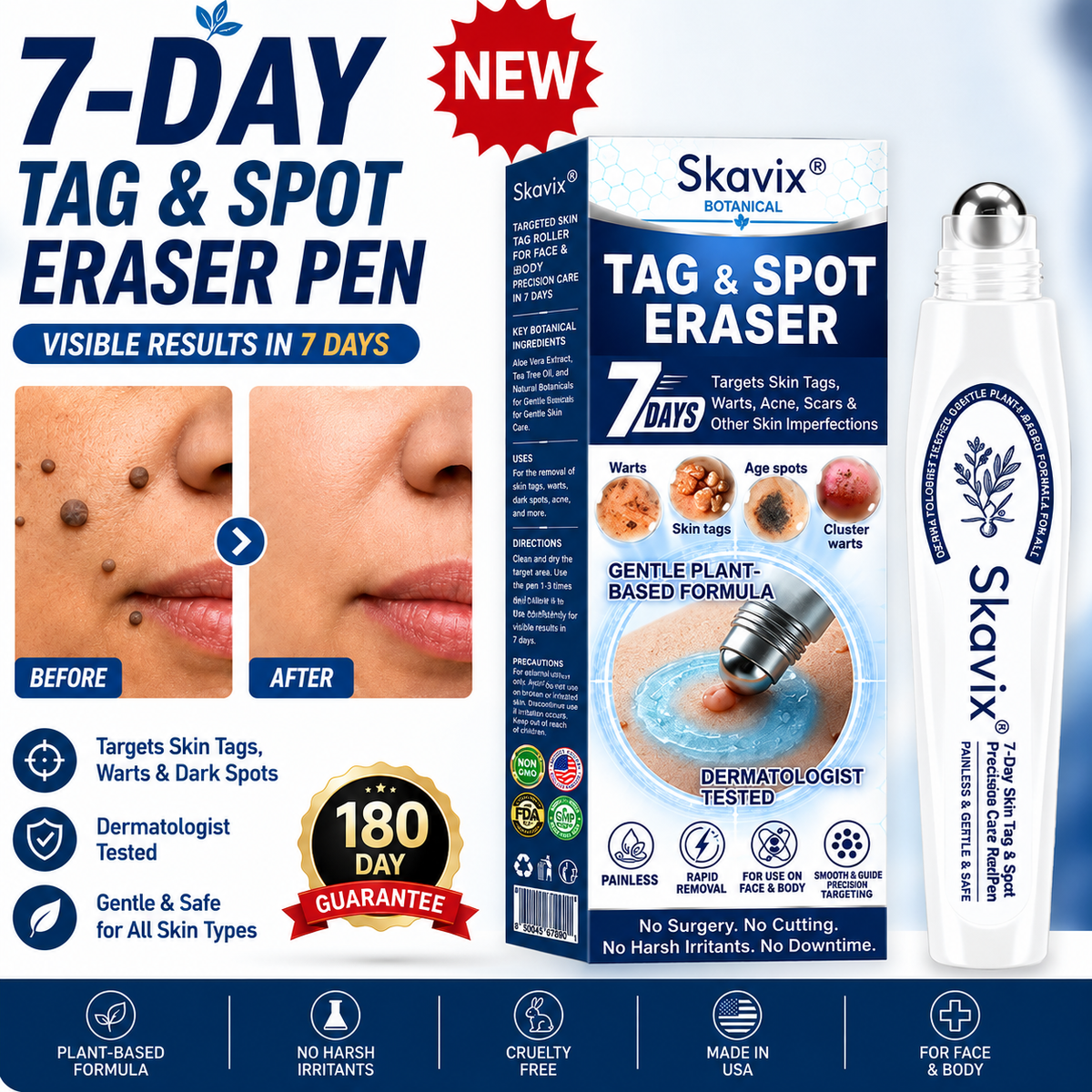 7-Day Skin Tag &Spot EraserPainless & Scar- Free